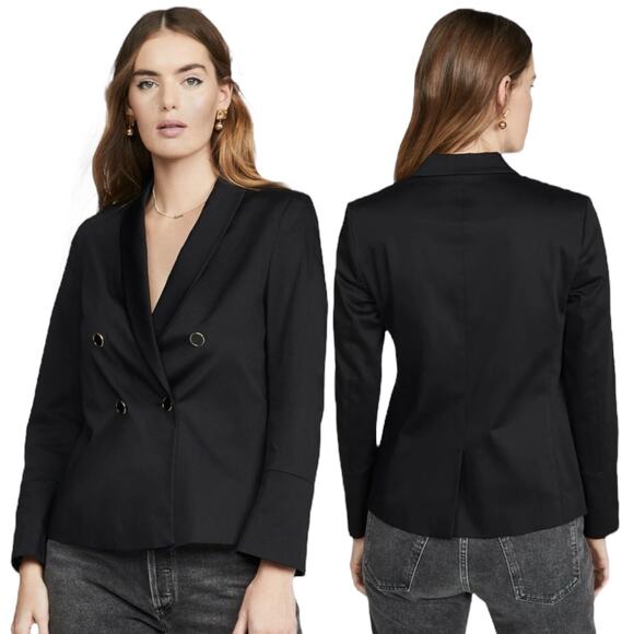AYR The Coast Double Breasted Blazer Jacket Black Size 2 - Picture 1 of 11